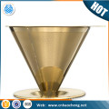 Elegant Titanium coated coffee dripper stainless steel cone coffee filters